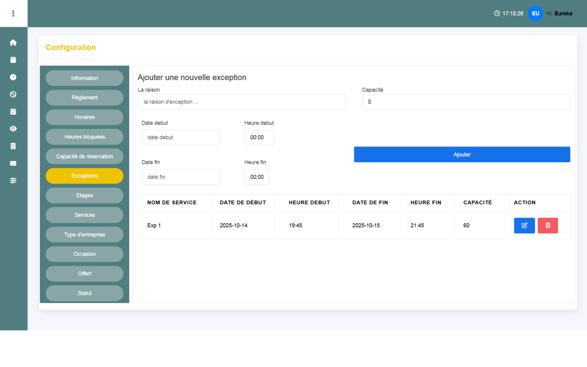 Gestion des capacités